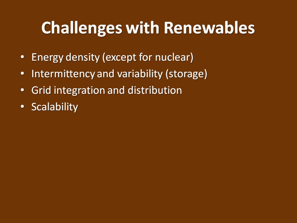 Challenges with Renewables