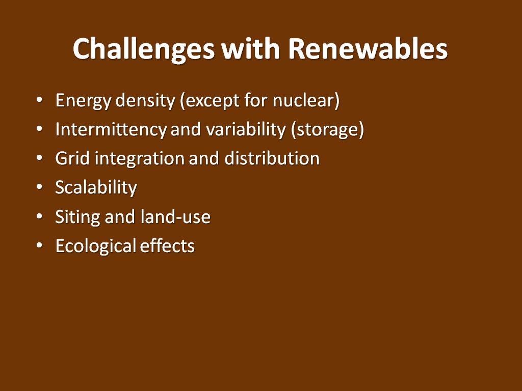 Challenges with Renewables