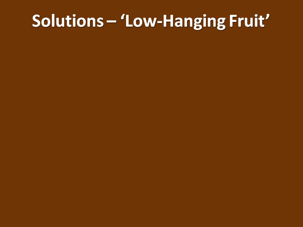 Solutions – ‘Low-Hanging Fruit’