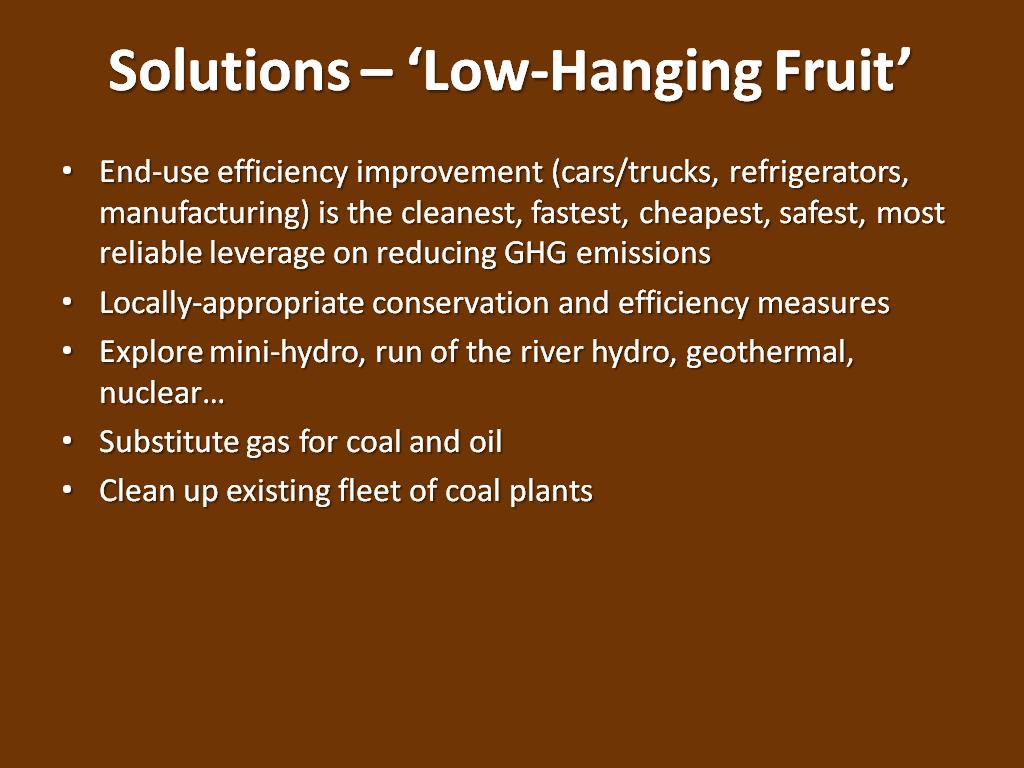 Solutions – ‘Low-Hanging Fruit’
