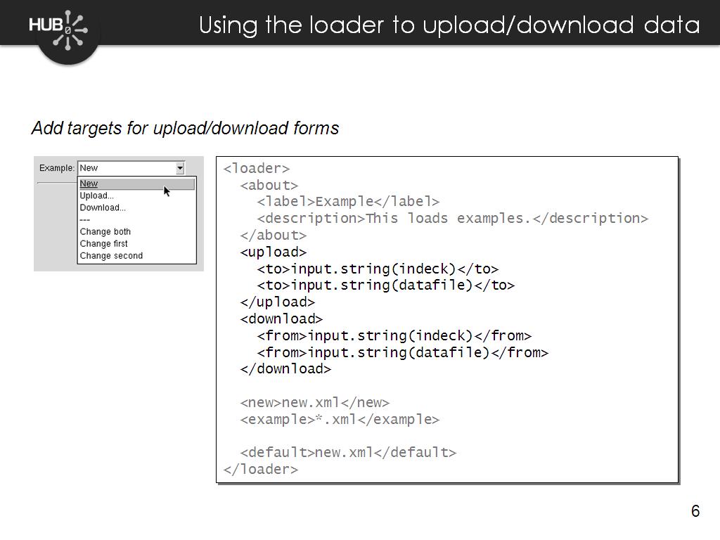 Using the loader to upload/download data