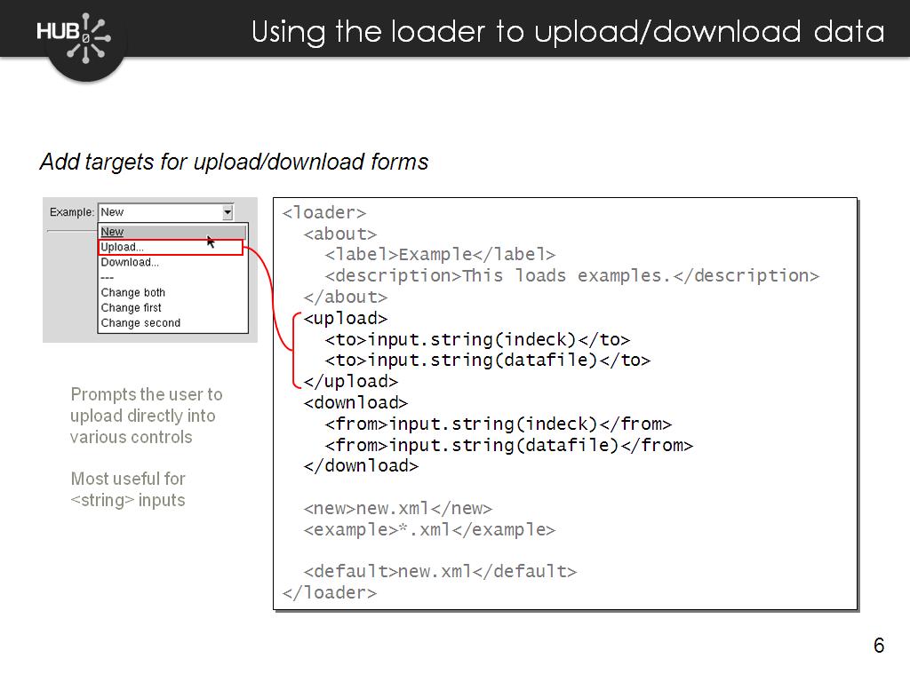 Using the loader to upload/download data