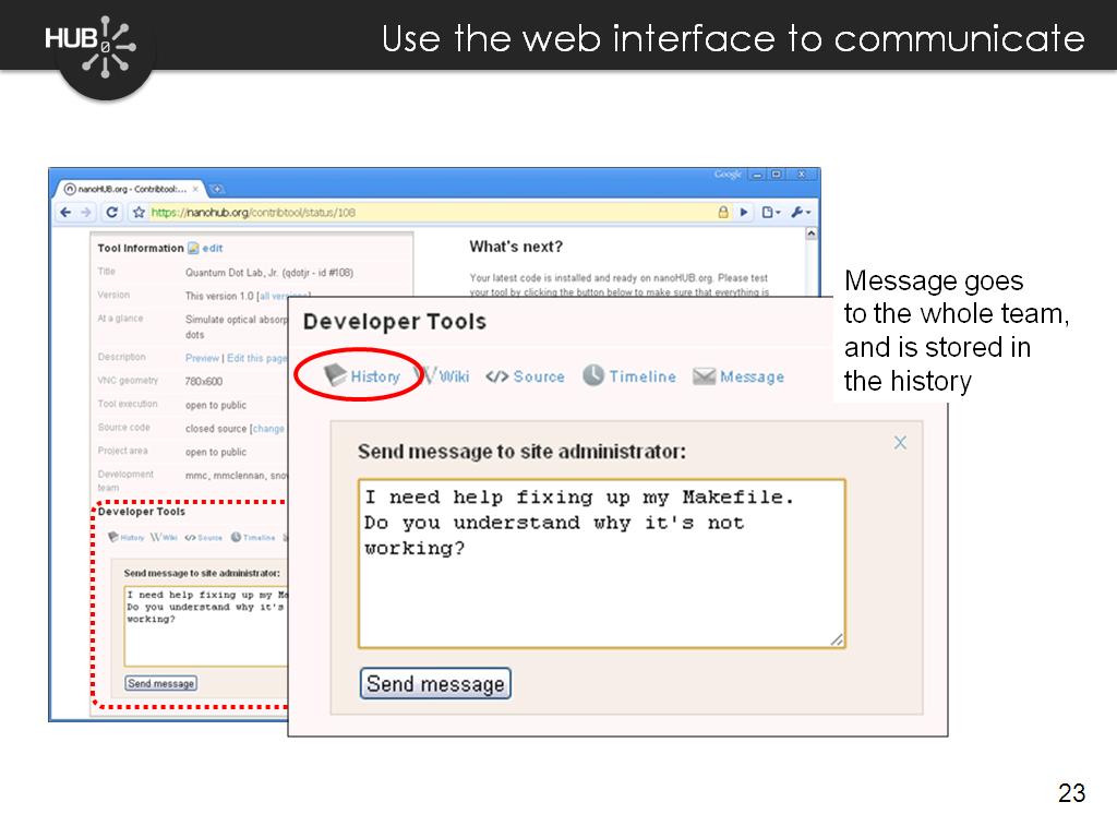 Use the web interface to communicate