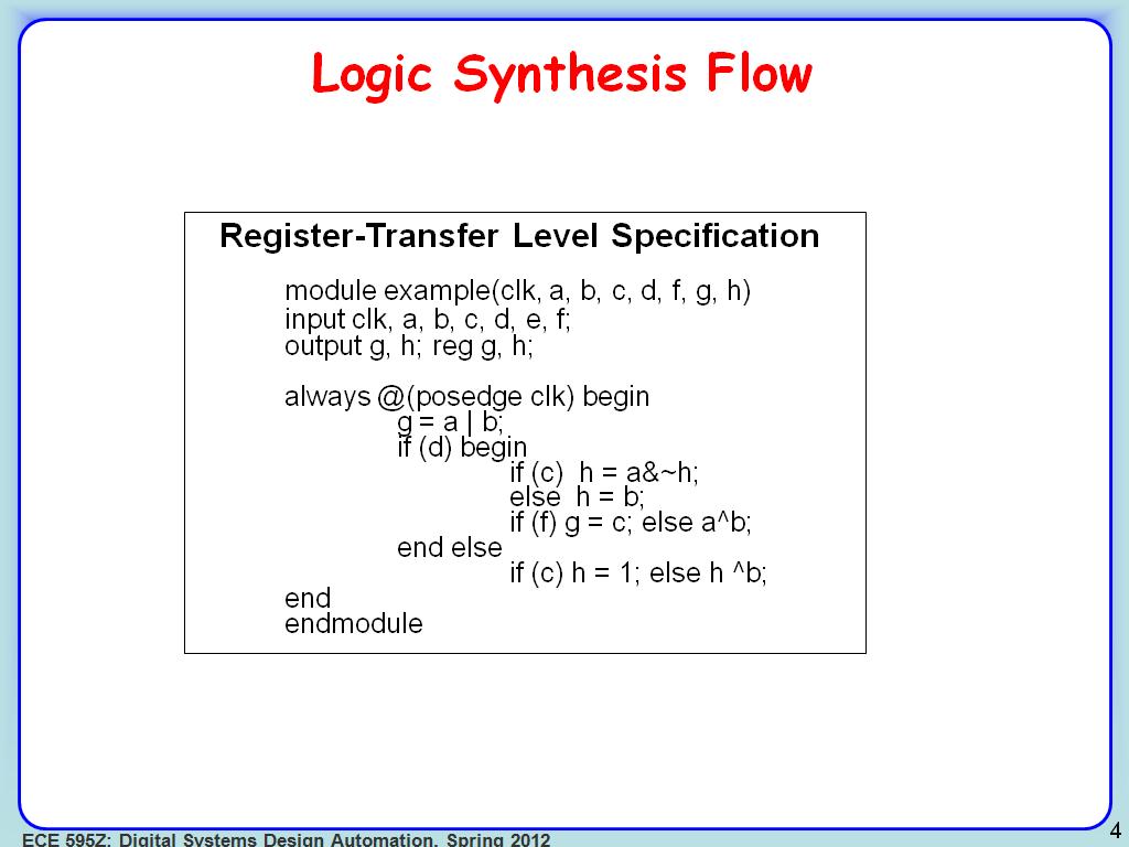 Logic Synthesis Flow