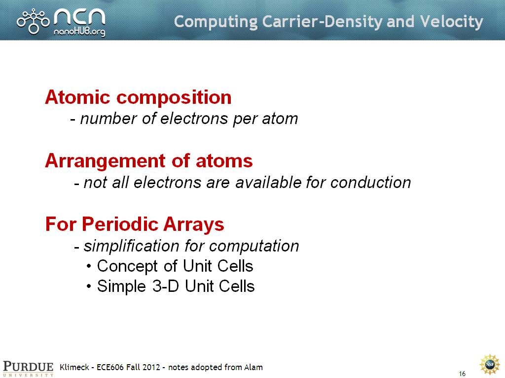 Computing Carrier-Density and Velocity