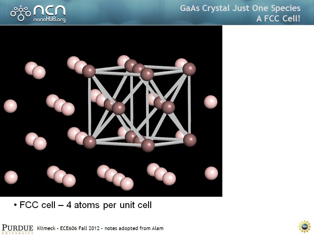 GaAs Crystal Just One Species A FCC Cell!