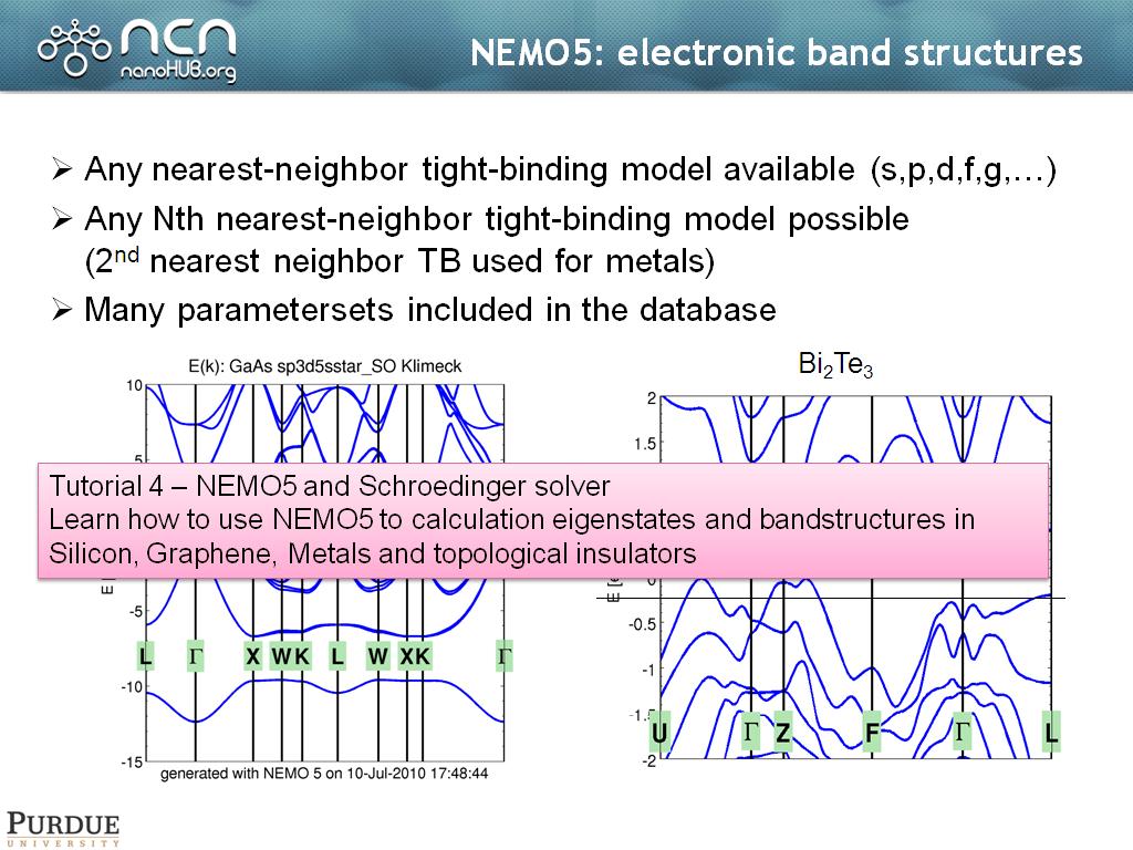 NEMO5: electronic band structures