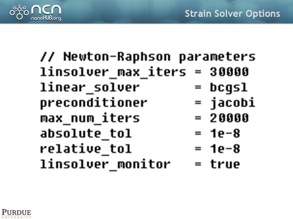 Strain Solver Options