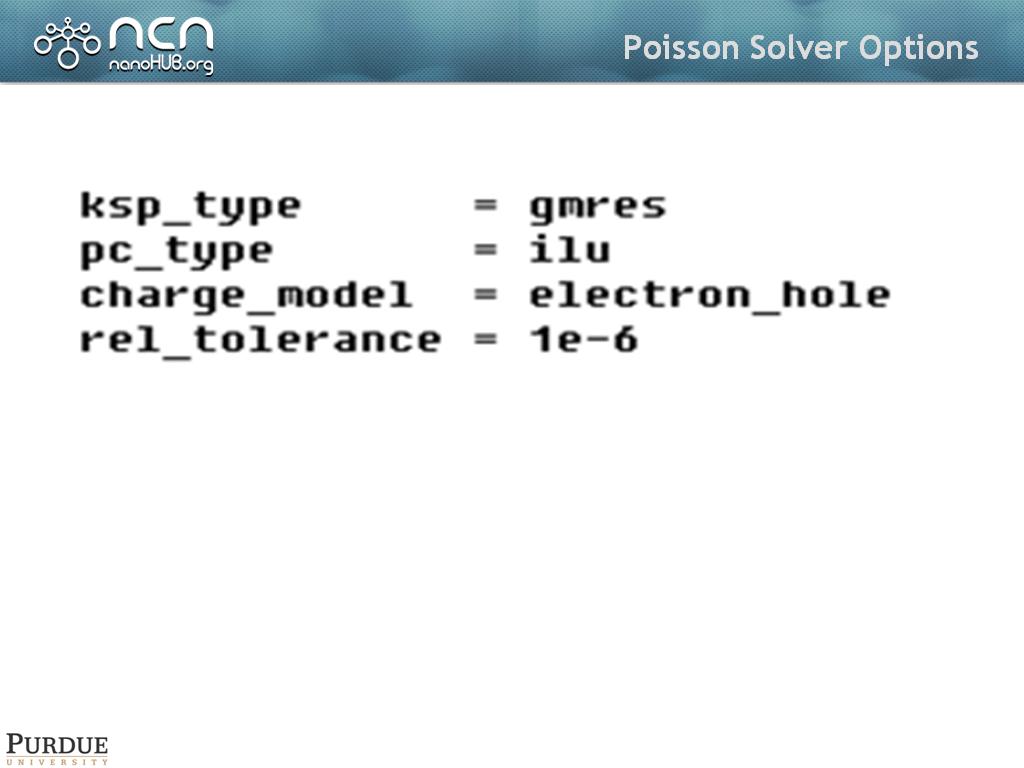 Poisson Solver Options