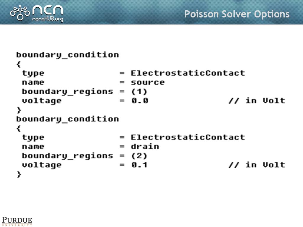 Poisson Solver Options