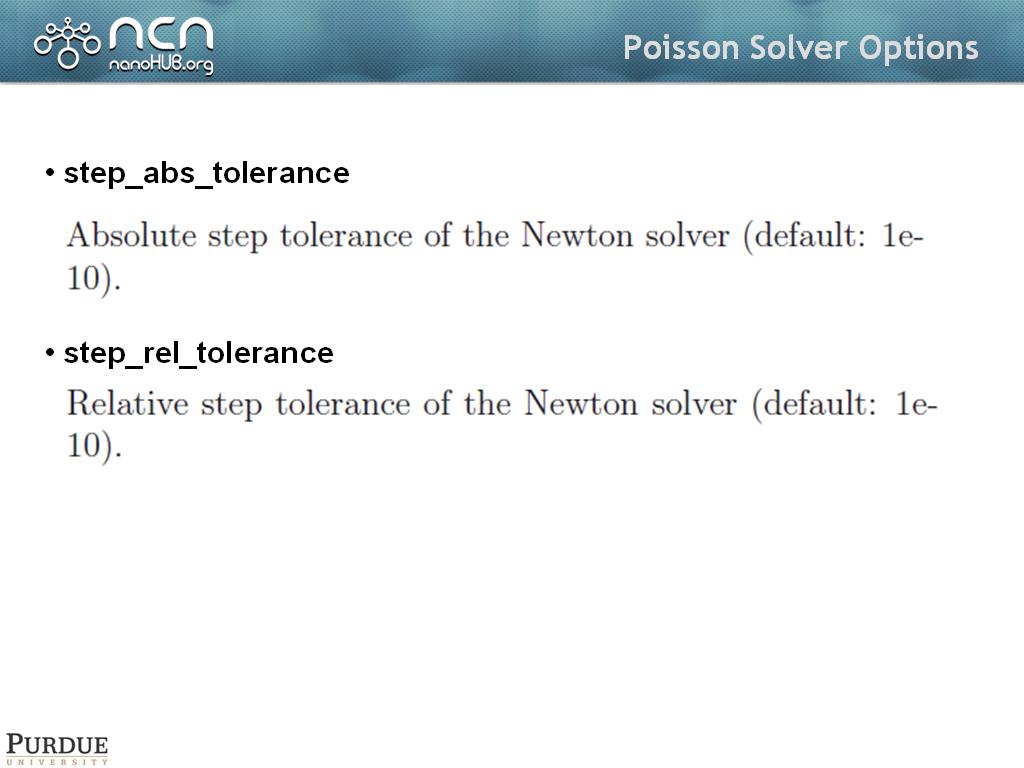 Poisson Solver Options