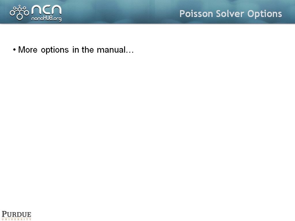 Poisson Solver Options