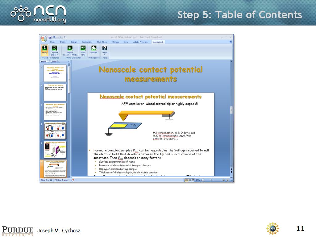 Step 5: Table of Contents