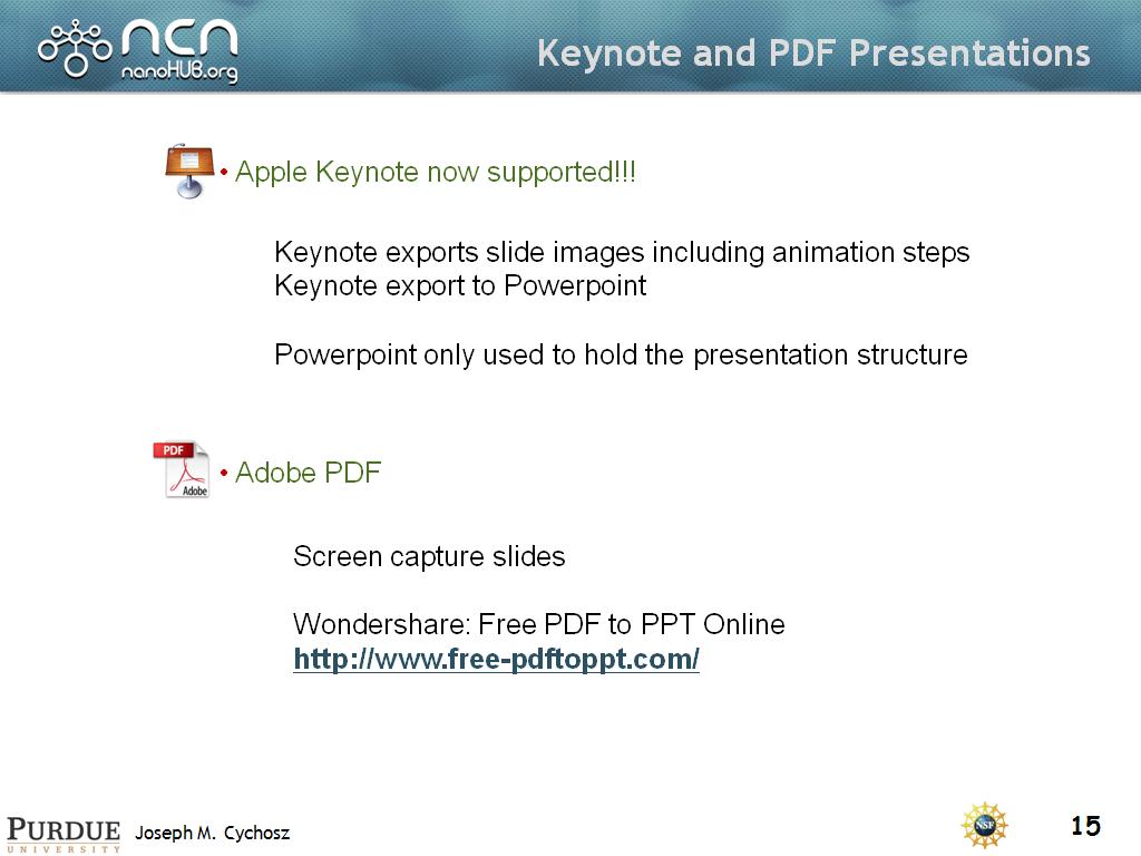 Keynote and PDF Presentations