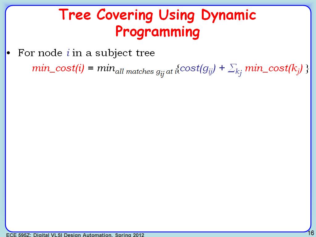 Tree Covering Using Dynamic Programming