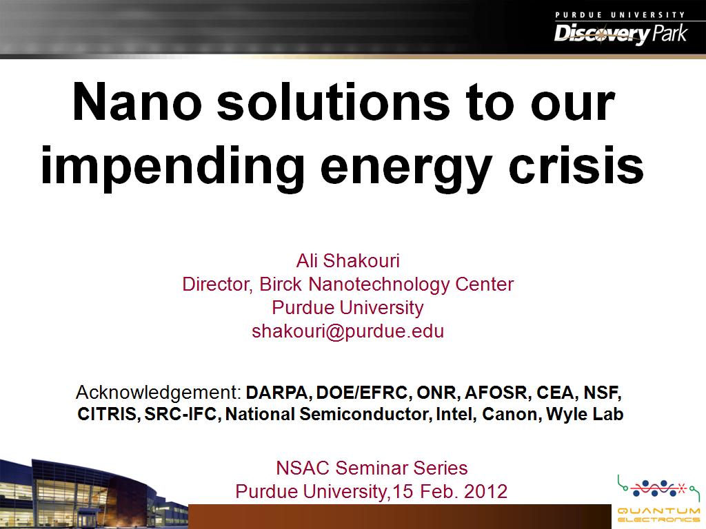 Nano solutions to our impending energy crisis