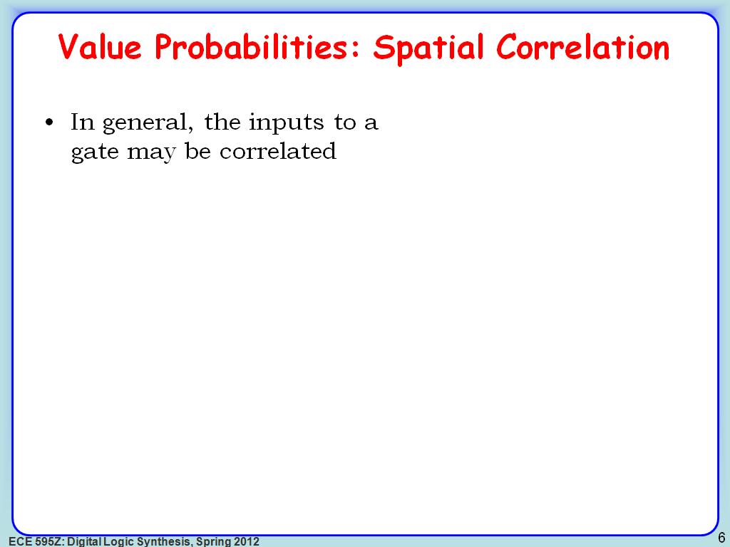 Value Probabilities: Spatial Correlation