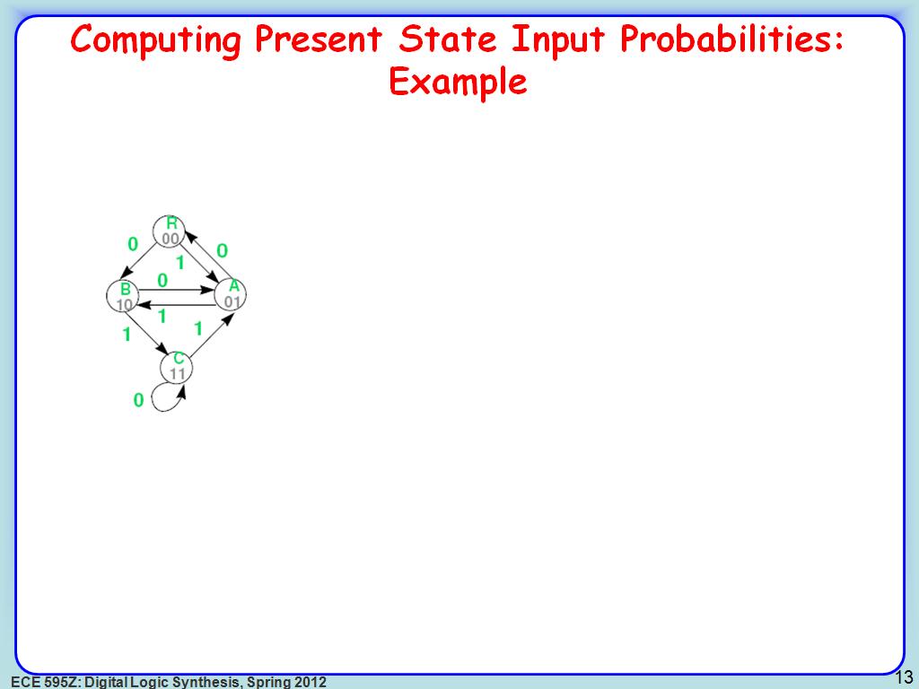 Computing Present State Input Probabilities: Example