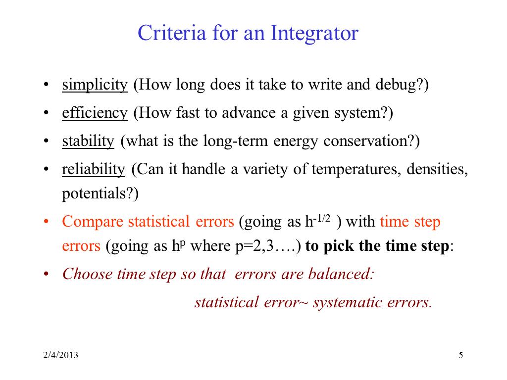 Criteria for an Integrator