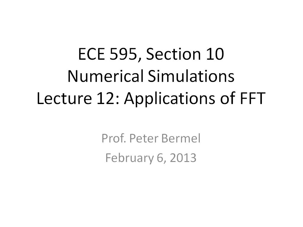Lecture 12: Applications of FFT