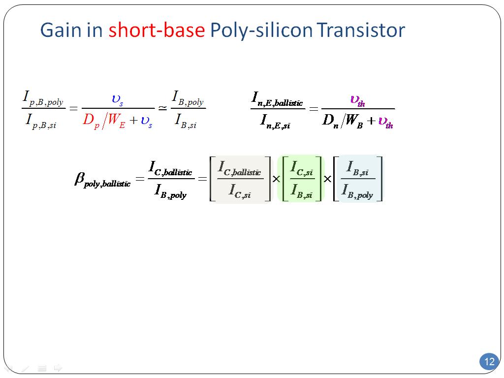 Gain in short-base Poly-silicon Transistor