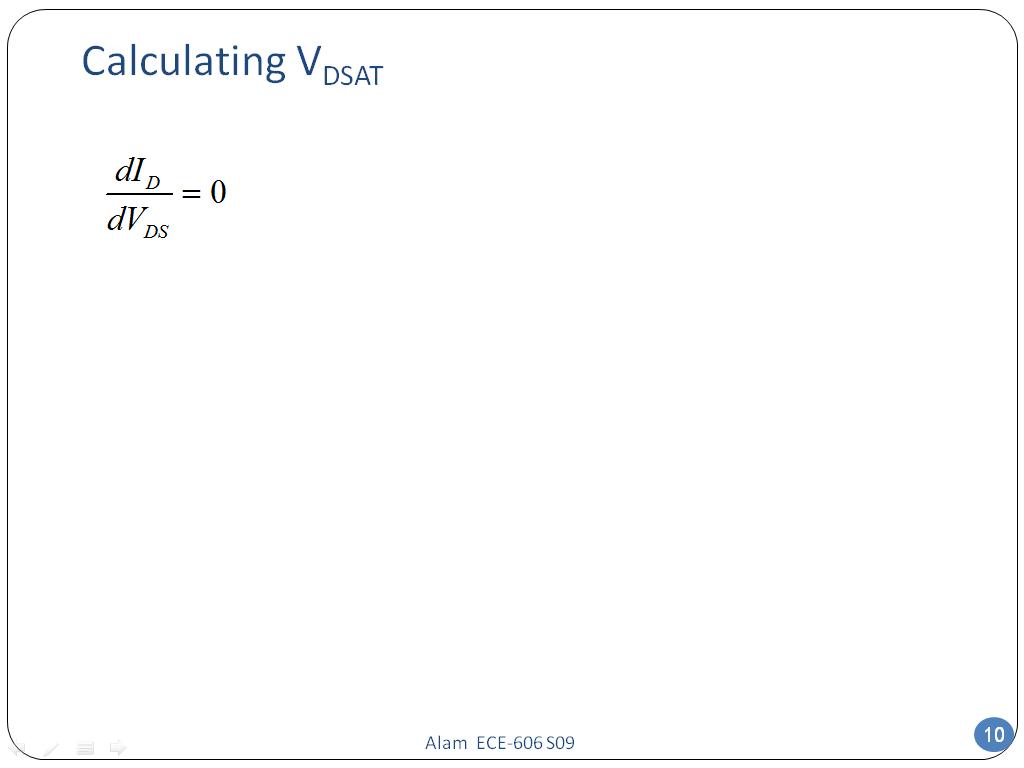 Calculating VDSAT