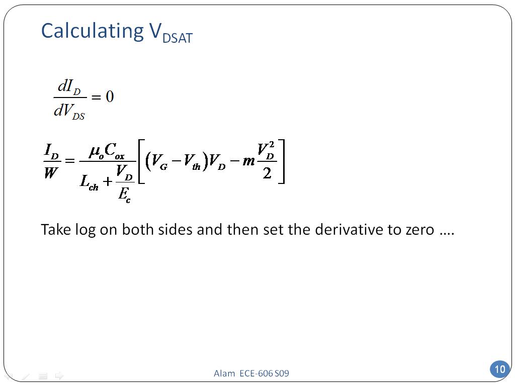 Calculating VDSAT