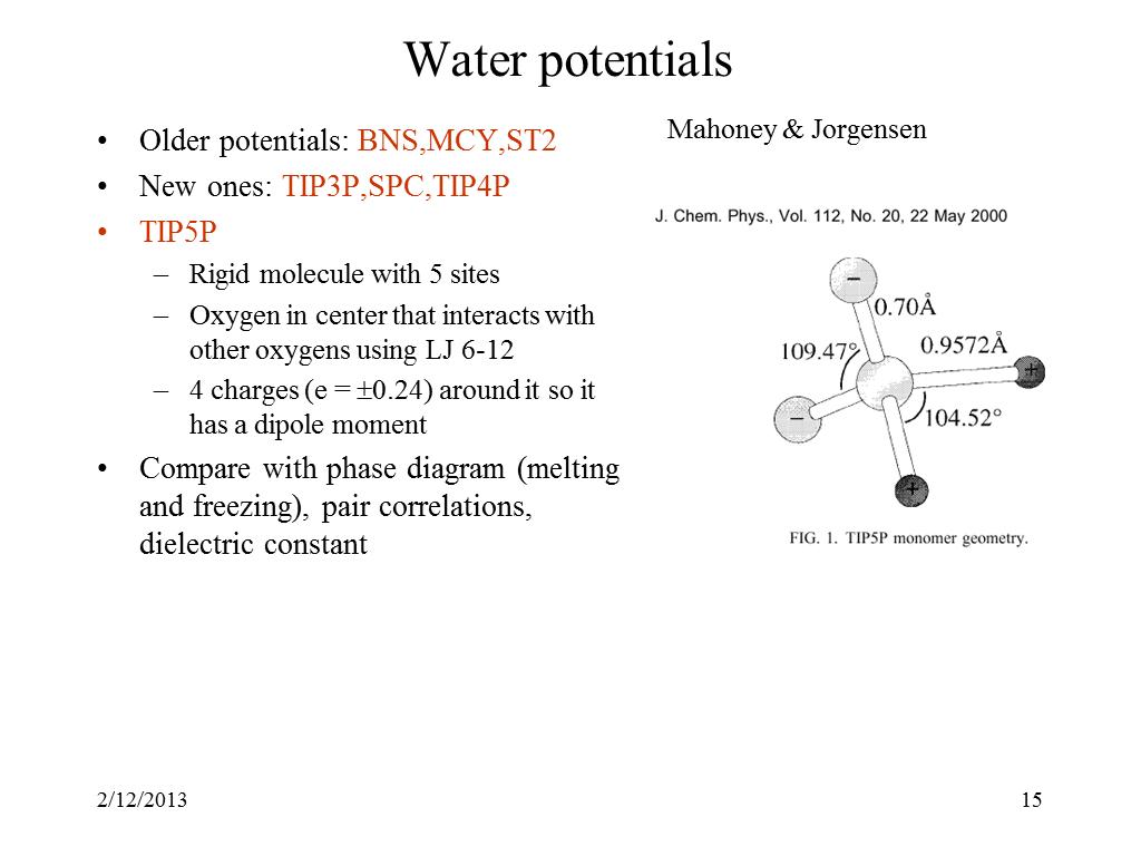 Water potentials