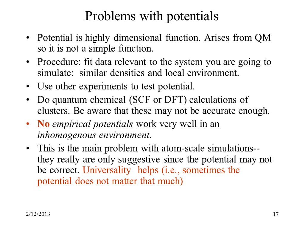 Problems with potentials