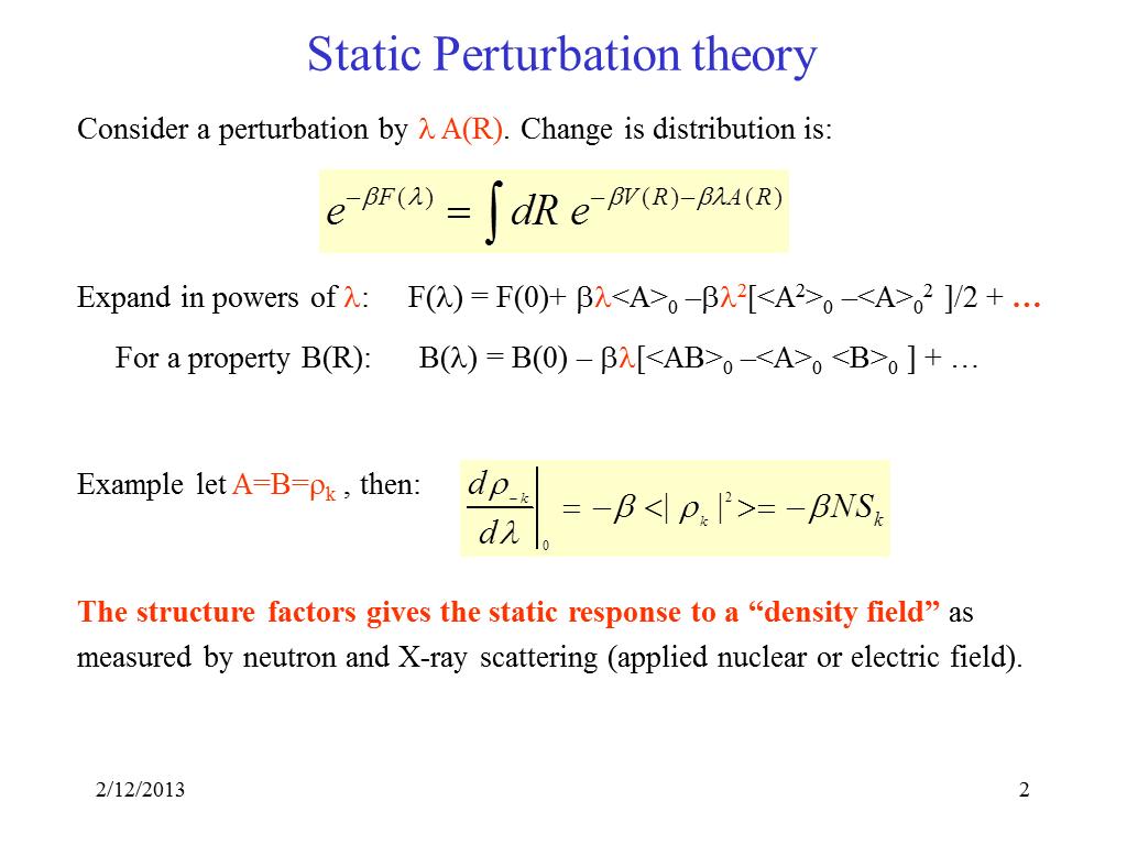 Static Perturbation theory