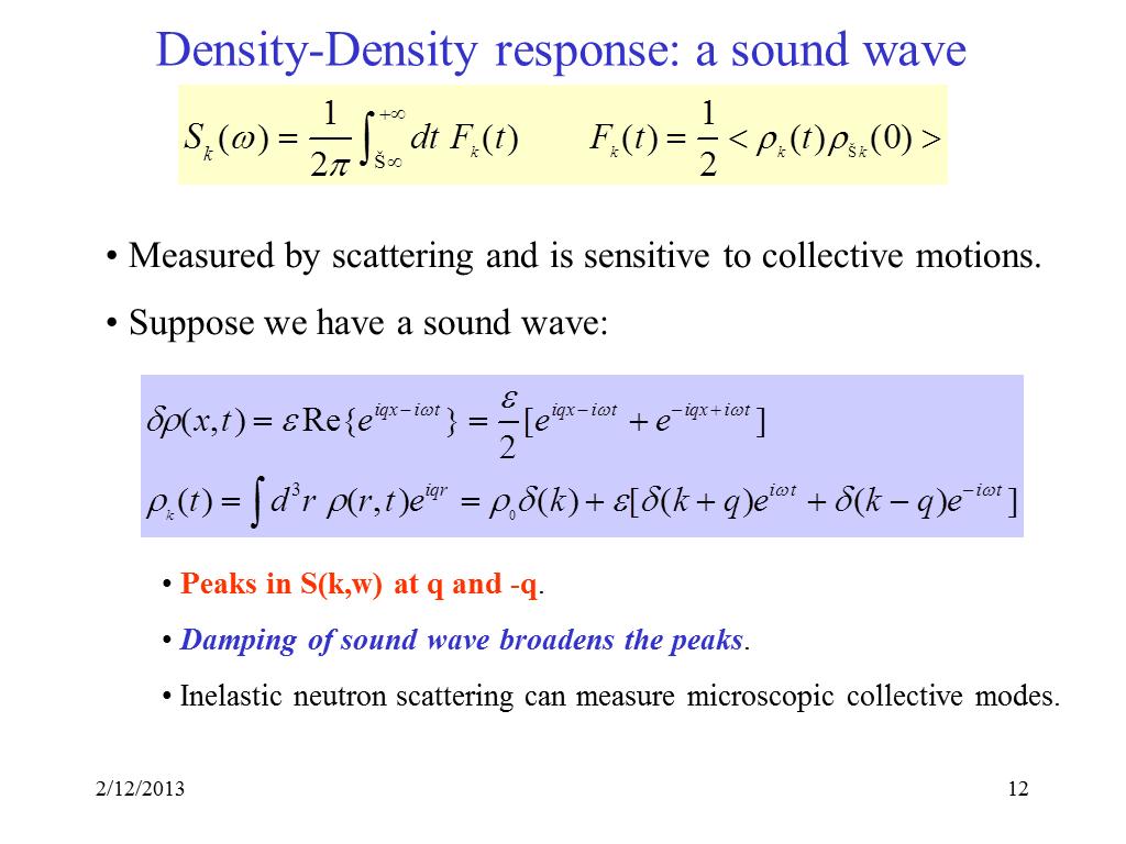 Density-Density response: a sound wave