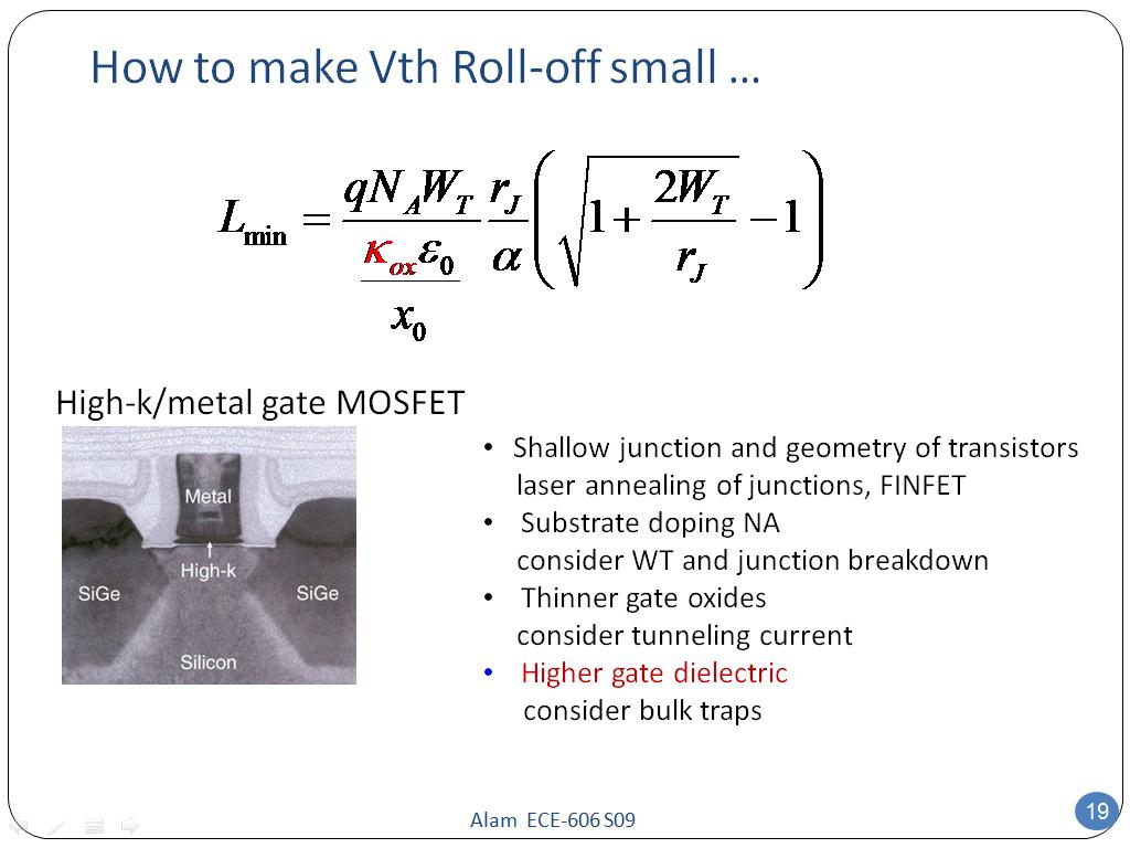 How to make Vth Roll-off small …
