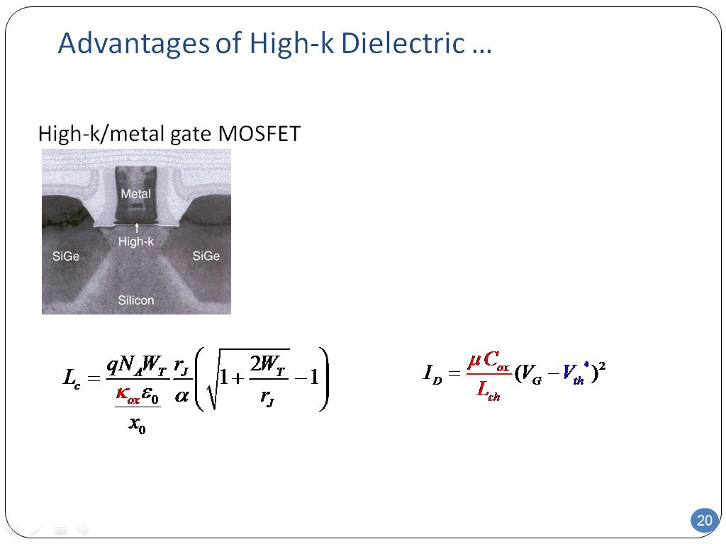 Advantages of High-k Dielectric …
