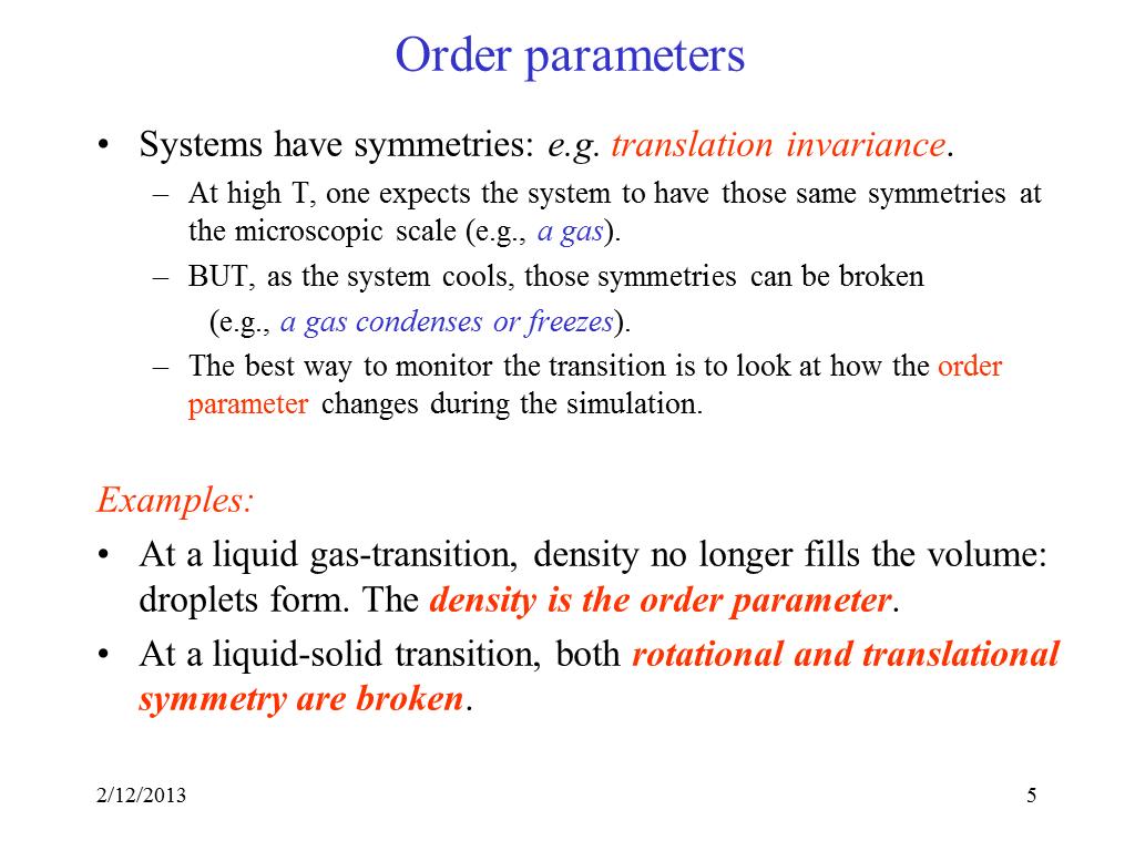 Order parameters