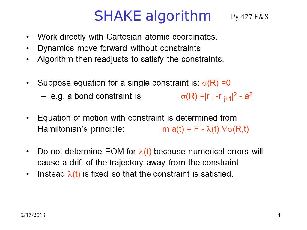 SHAKE algorithm