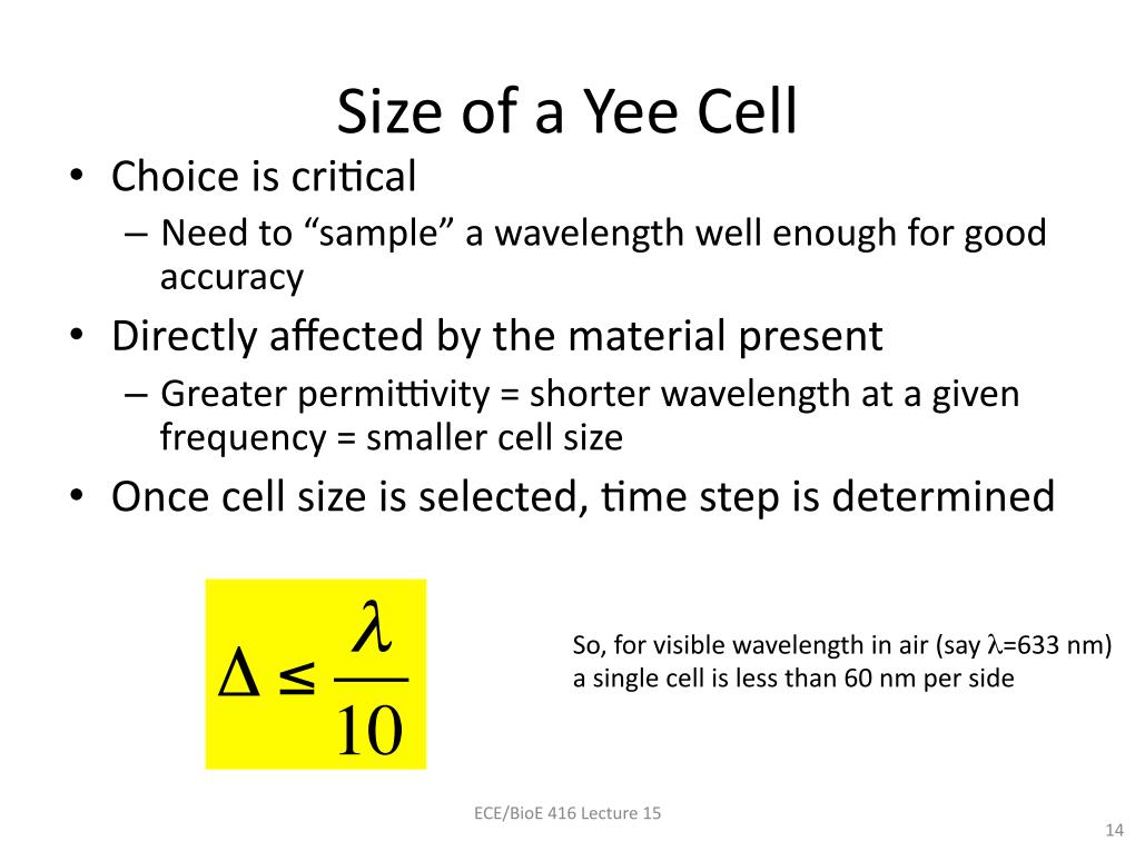 Size of a Yee Cell