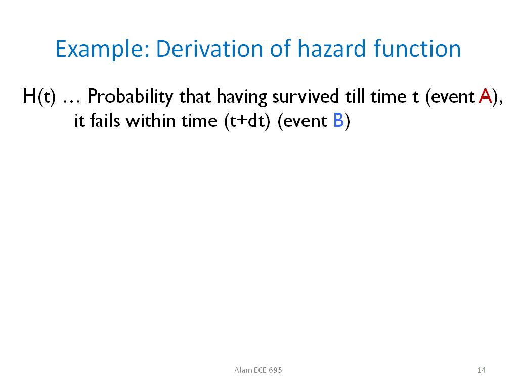 Example: Derivation of hazard function