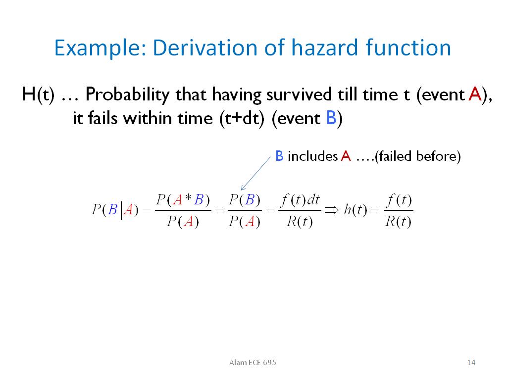 Example: Derivation of hazard function