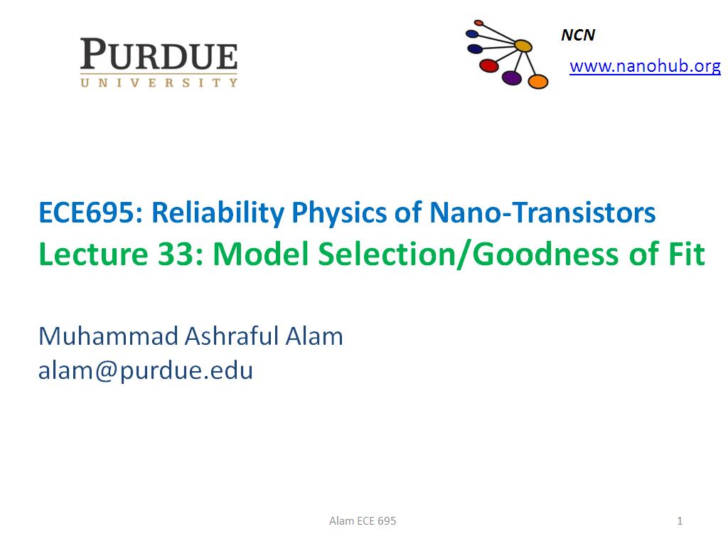 Lecture 33: Model Selection/Goodness of Fit