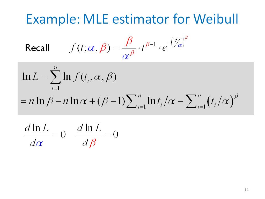 Example: MLE estimator for Weibull