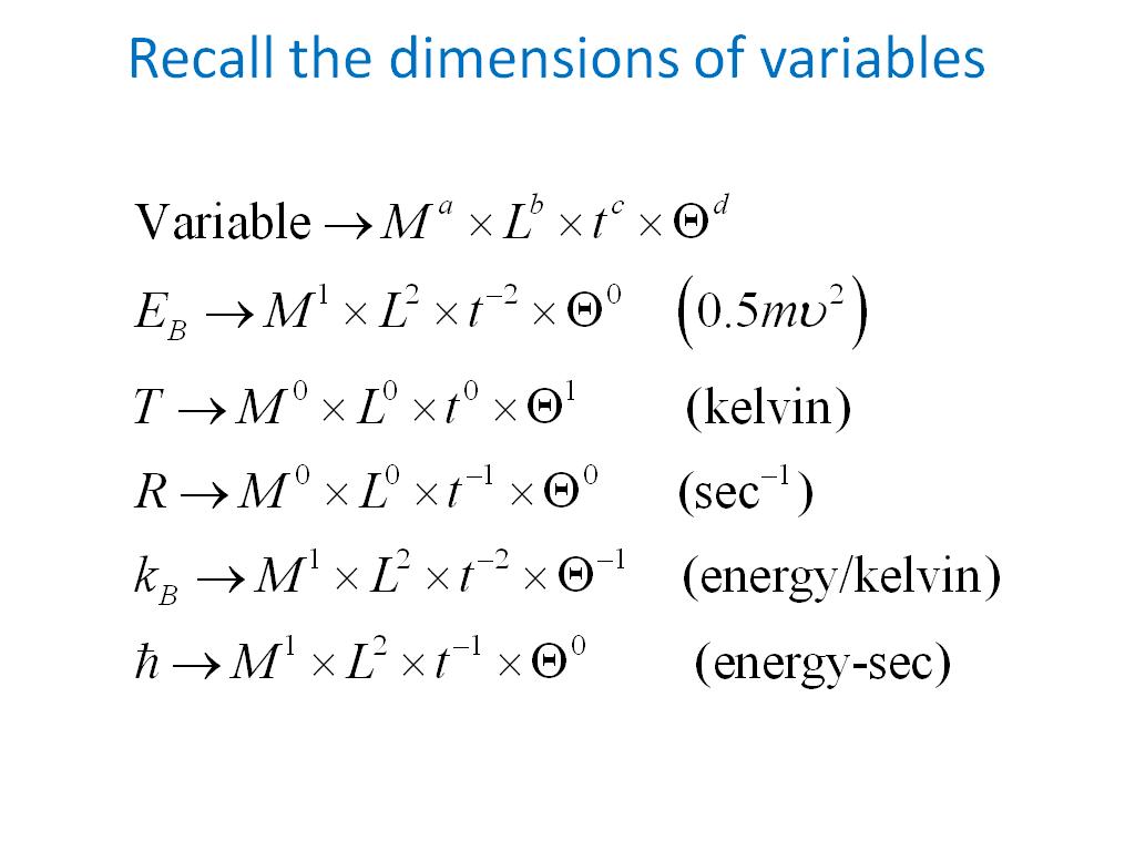 Recall the dimensions of variables