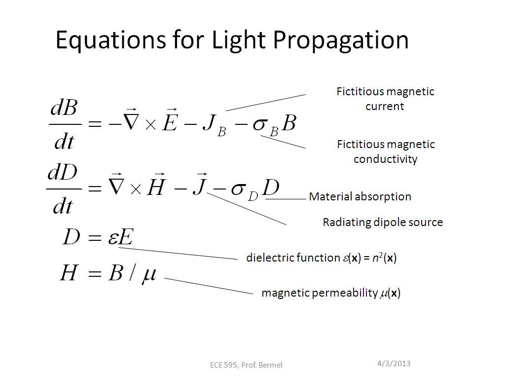 Equations for Light Propagation