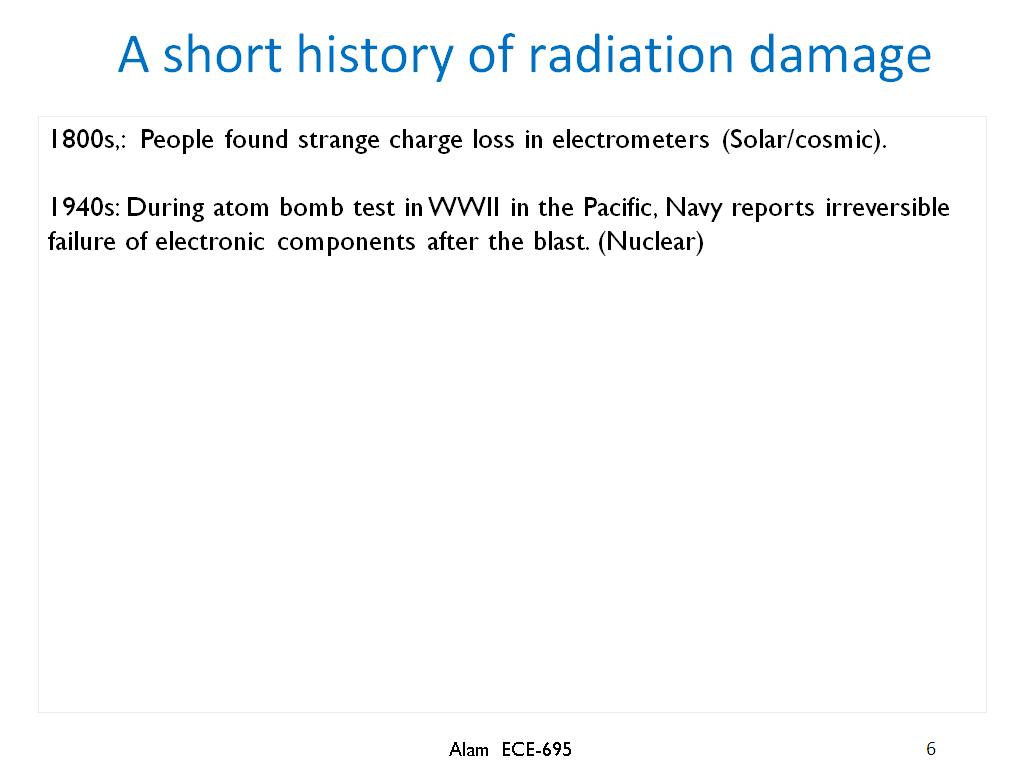 A short history of radiation damage