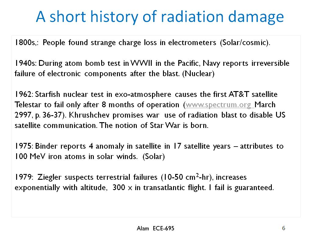 A short history of radiation damage