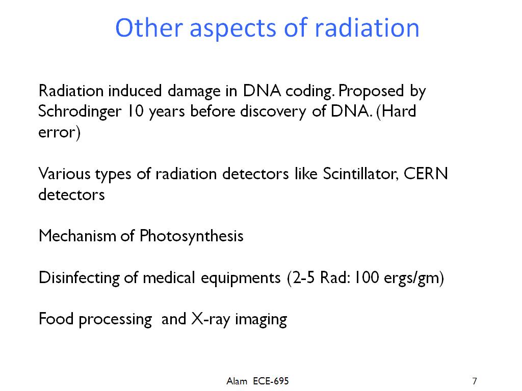 Other aspects of radiation