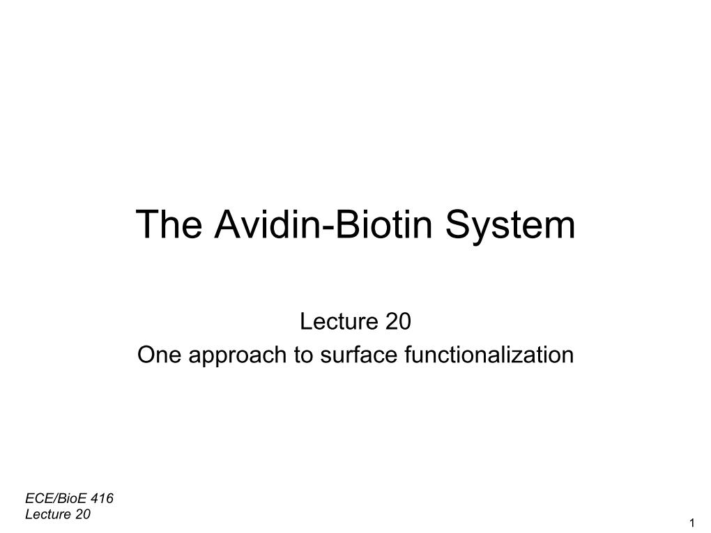 Lecture 20: The Avidin-Biotin System