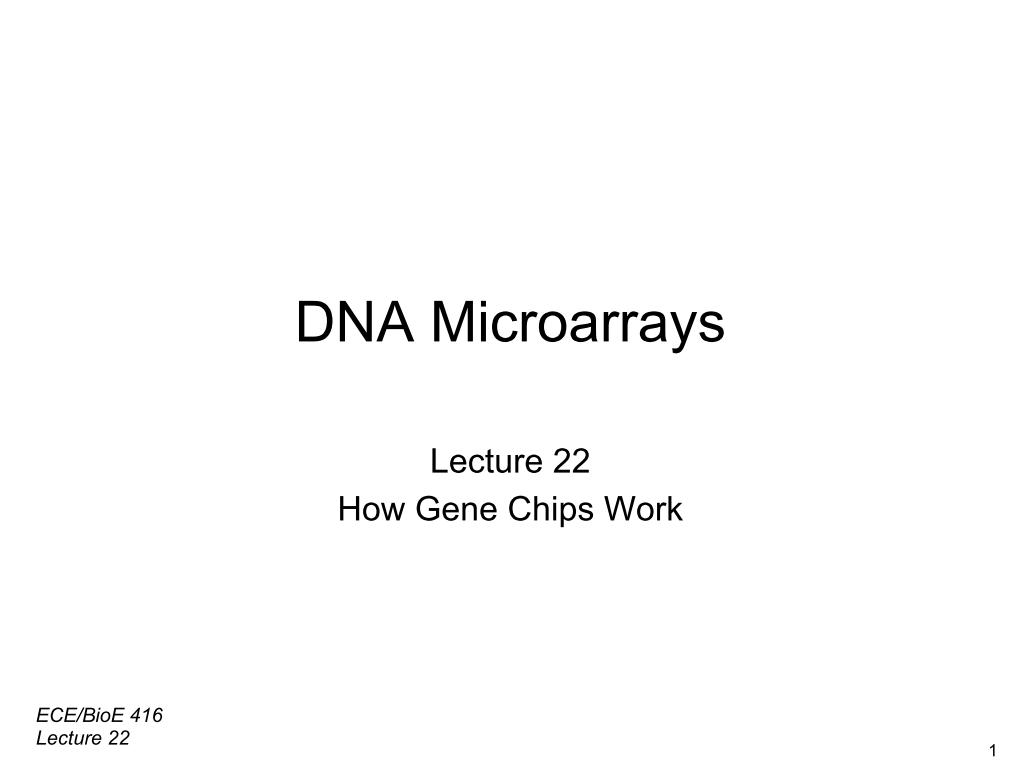DNA Microarrays Lecture 22 How Gene Chips Work
