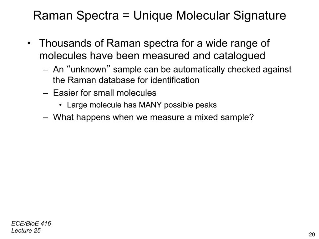Raman Spectra = Unique Molecular Signature