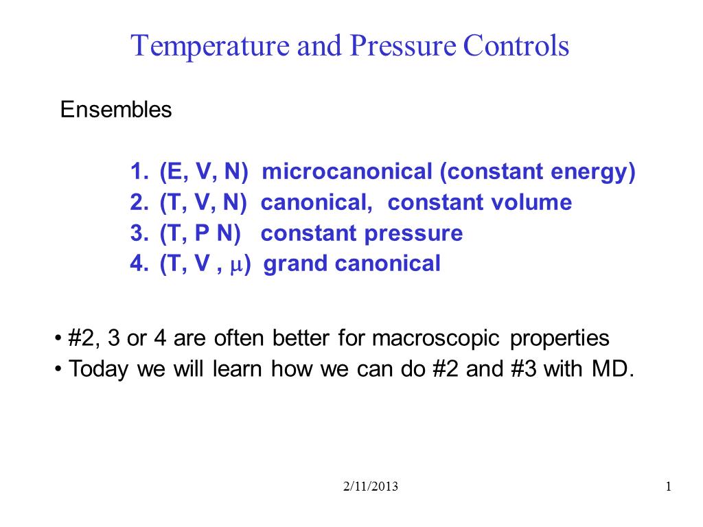Temperature and Pressure Controls