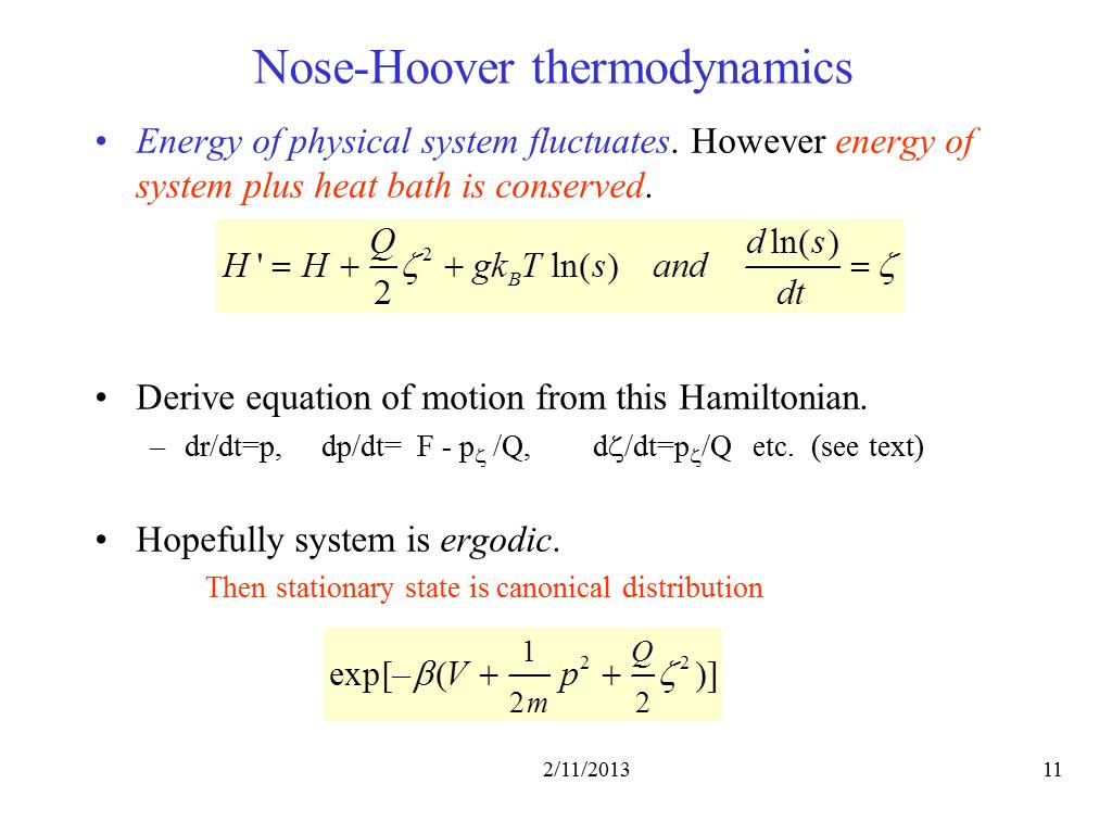 Nose-Hoover thermodynamics